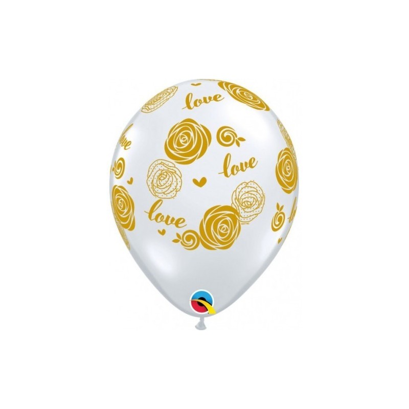 Globo 11"Transp.Rosas Love Oro Globo 11"Transp.Rosas Love Oro