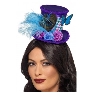 Mini Sombrero Violeta C/Plumas