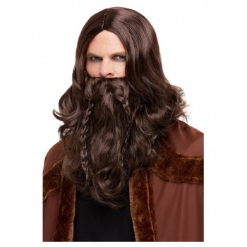 Peluca Y Barba Vikingo Castaña