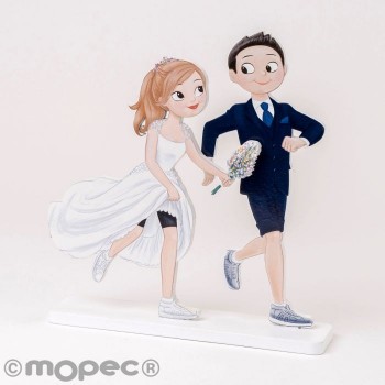 Figura Madera Novios Running