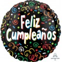 Globo 18"Negro Feliz Cumpleaño