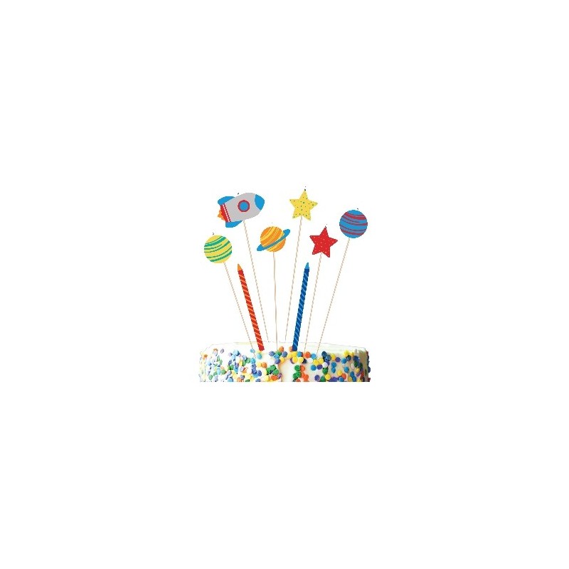 P/8 Velas Bday Nave Espacio P/8 Velas Bday Nave Espacio