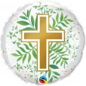 Globo 18"Cruz Comunion Hojas