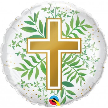 Globo 18"Cruz Comunion Hojas