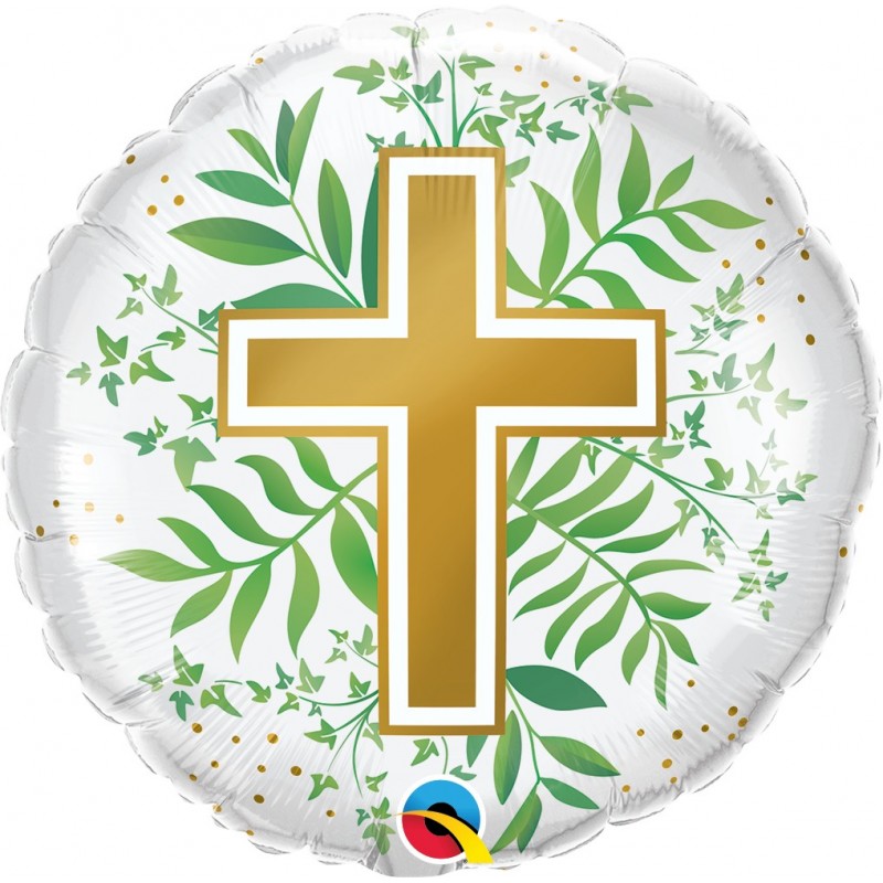 Globo 18"Cruz Comunion Hojas