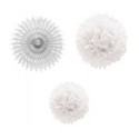Set 1 Abanico 2Pompones Blanco