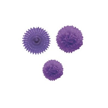 Set 1 Abanico 2Pompones Morado