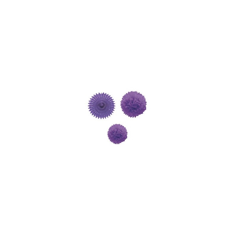 Set 1 Abanico 2Pompones Morado Set 1 Abanico 2Pompones Morado