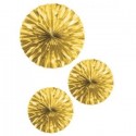 Set 3 Abanicos Papel Oro Set 3 Abanicos Papel Oro