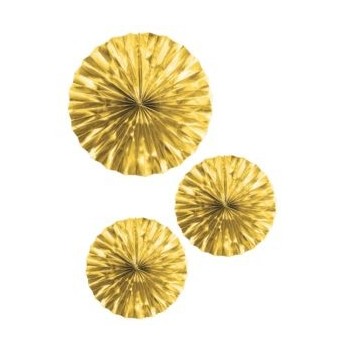 Set 3 Abanicos Papel Oro