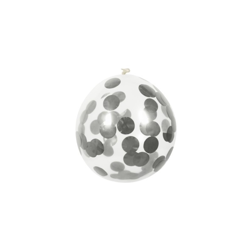 B/5 Globo 30Cm Confetti Plata B/5 Globo 30Cm Confetti Plata