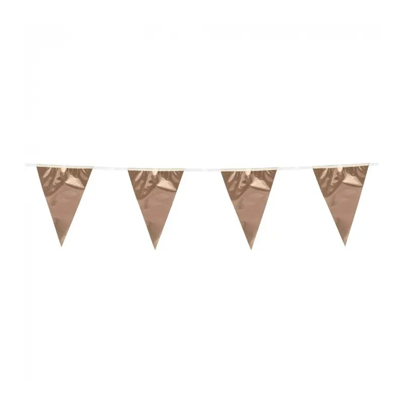 Banderin Triang.Oro Rosa 10Mt