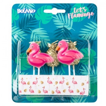 P/5 Velas Flamenco+Piñas Oro