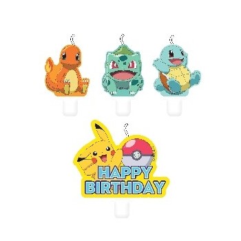 P/4 Velas Pokemon Feliz Cumple