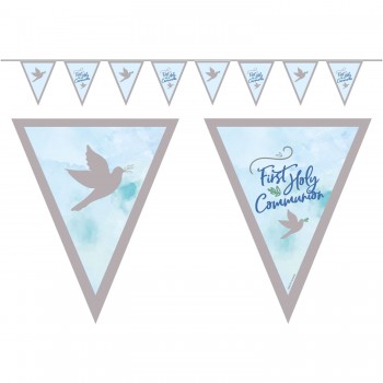 Banderin Comunion Azul/Plata