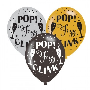 P/6 Globo Latex Met.Copas Pop