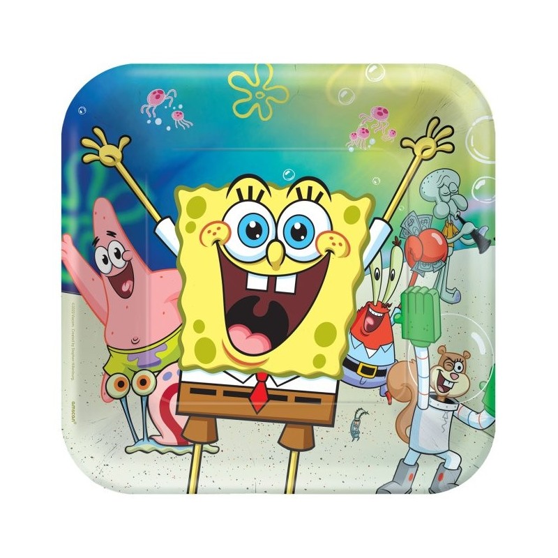 P/8 Plato Cuadrado Bob Esponja P/8 Plato Cuadrado Bob Esponja