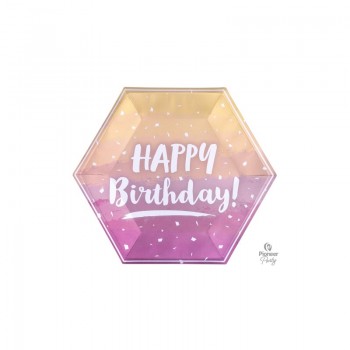 P/8 Plato Hex.H.Bday Oro/Rosa