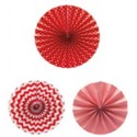 Set 3 Abanico Rojo Decorados Set 3 Abanico Rojo Decorados