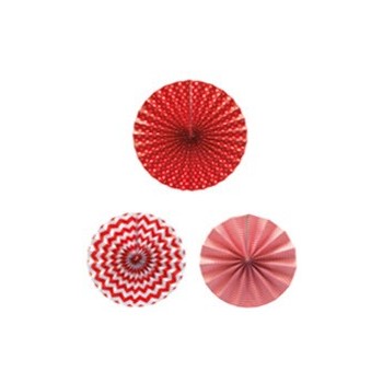 Set 3 Abanico Rojo Decorados