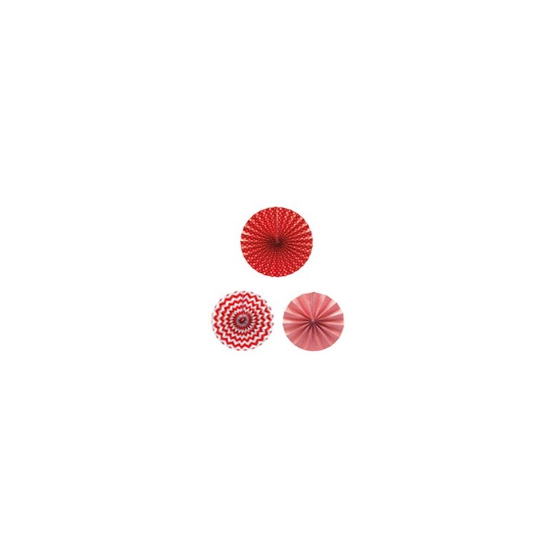 Set 3 Abanico Rojo Decorados Set 3 Abanico Rojo Decorados
