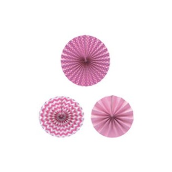 Set 3 Abanico Rosa Decorados