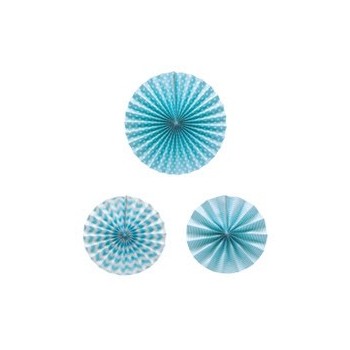 Set 3 Abanico Azul Decorados
