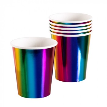 P/6 Vaso Arcoiris Metalizado