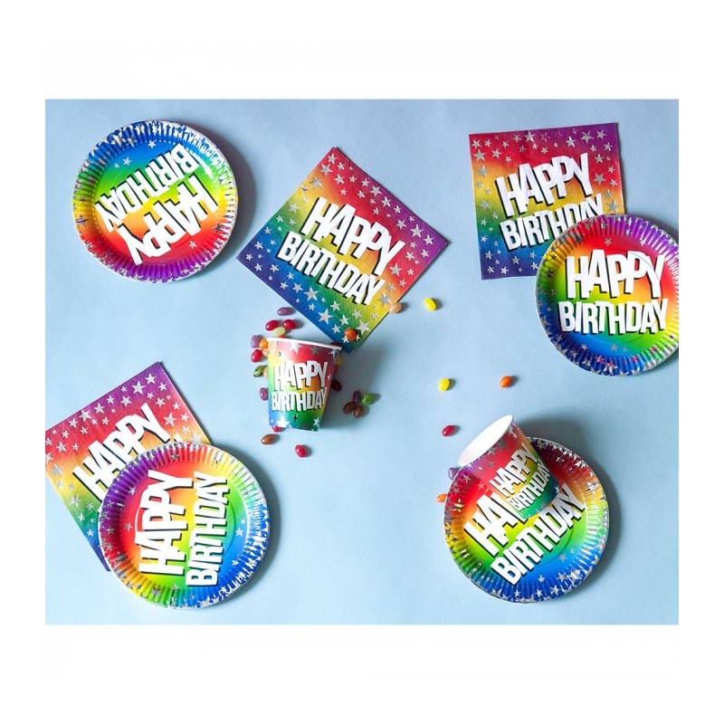 P/6 Vaso Arcoiris Happy Bday P/6 Vaso Arcoiris Happy Bday