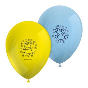 P/8 Globos Peppa Azul/Amarill