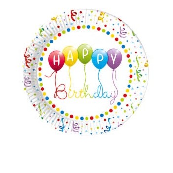 P/8 Plato 23Cm Happy Bday Glob