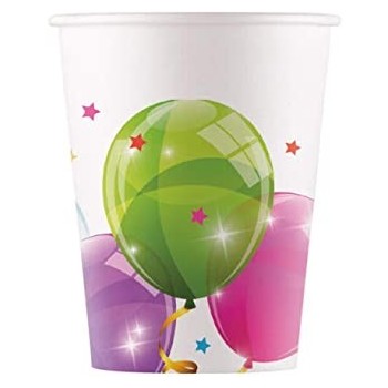 P/8 Vaso Carton Globos Destell
