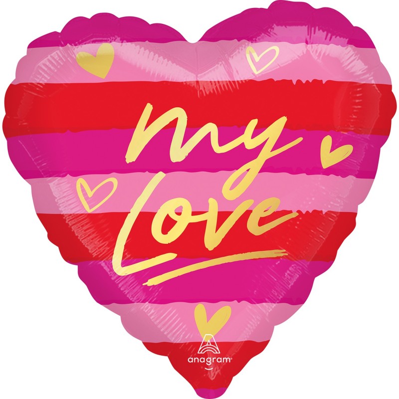 Globo 18"Corazon Rayas My Love Globo 18"Corazon Rayas My Love