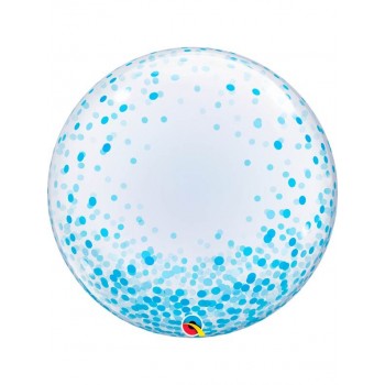 Globo 24"Burbuja Confetti Azul
