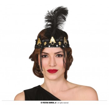 DIADEMA CHARLESTON C/PLUMA ORO