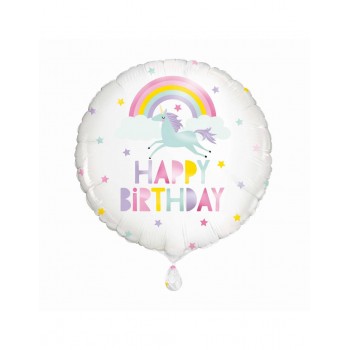 GLOBO 18"HAPPY BDAY UNICORNIO