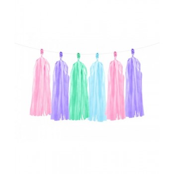 GUIRN.POMPONES COLORES PASTEL