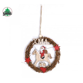 COLG.CORONA MADERA NOEL 15CM