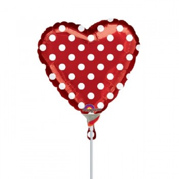 GLOBO PALO CORAZON ROJO TOPOS