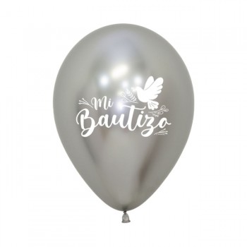 B/12 GLOBO REFLEX PLATA BAUTIZ