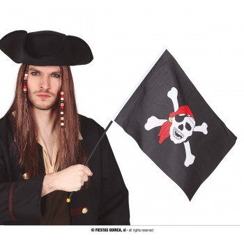BANDERA PIRATA C/PALO 42X30CM