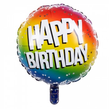 GLOBO 18"HAPPY BDAY ARCOIRIS