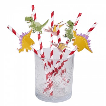P/6 CAÑITA PAPEL DINOSAURIOS