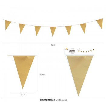 BANDERIN TRIANGULO ORO 10MT