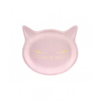 P/6 PLATO GATITO ROSA