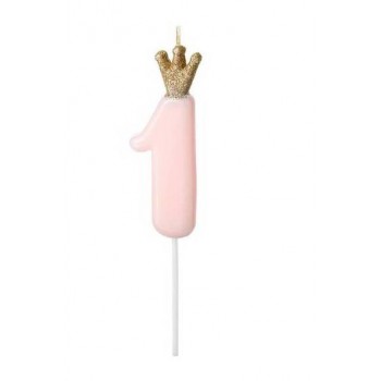 VELA Nº1 ROSA C/CORONA