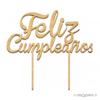 TOPPER FELIZ CUMPLEAÑOS ORO