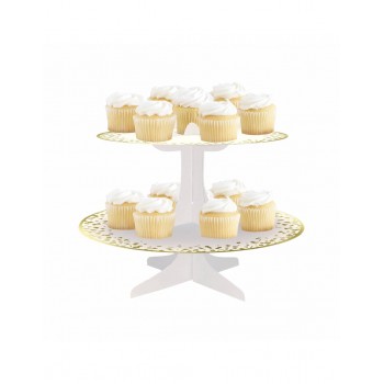 BANDEJA 2 PISOS CUPCAKES BL/OR