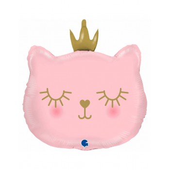 GLOBO GATO ROSA C/CORONA 60CM