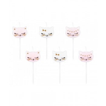 P/6 VELAS GATITOS ROSA